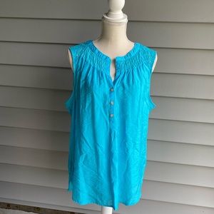 Blue tank with lace detail